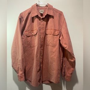 L. L. Bean Men's Vintage Long Sleeve Collared Denim Shirt Size Medium Orange